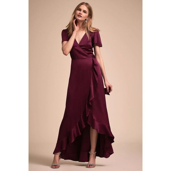 Anthropologie x BHLDN Ghost London Phoebe High Low Ruffle Wrap Dress Sz M - Picture 1 of 7